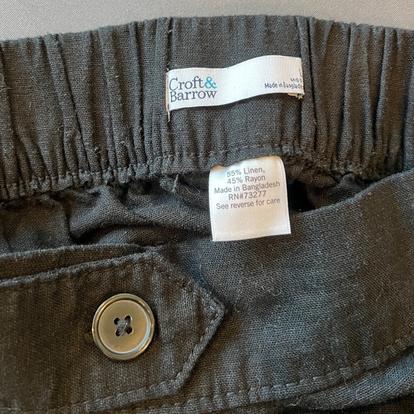 Women's Croft & Barrow® Pull-On Wide Leg Crop Pants linen blend size L black - Picture 6 of 6